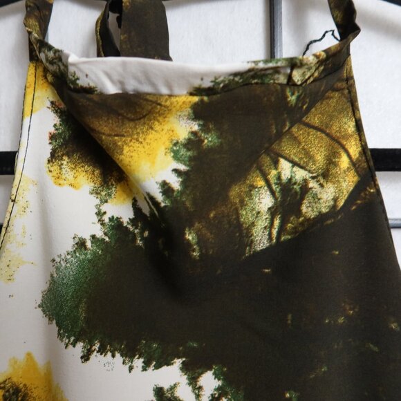 West African Stylish Halter Neck Dress in Green and White Tropical One Size NWOT - Picture 3 of 11